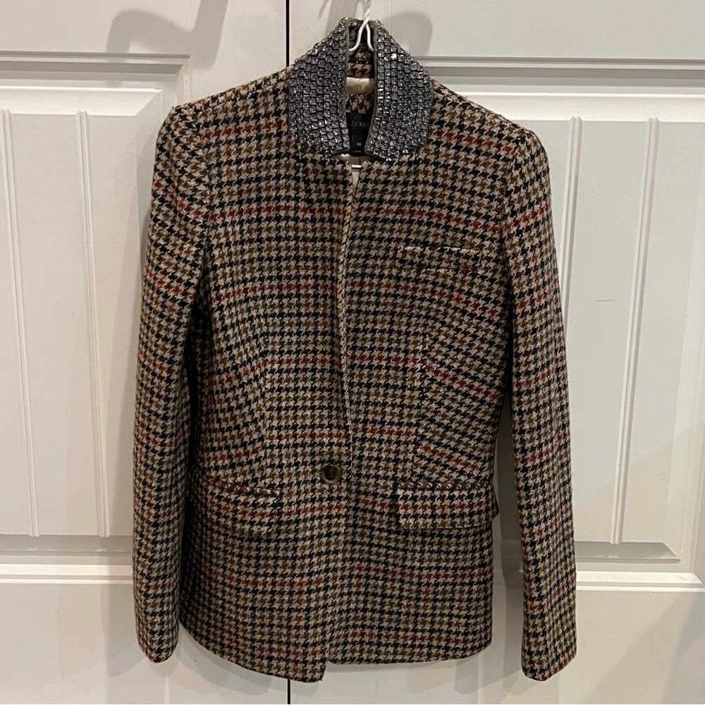J Crew Crystal Bid Collar Wool Jacket